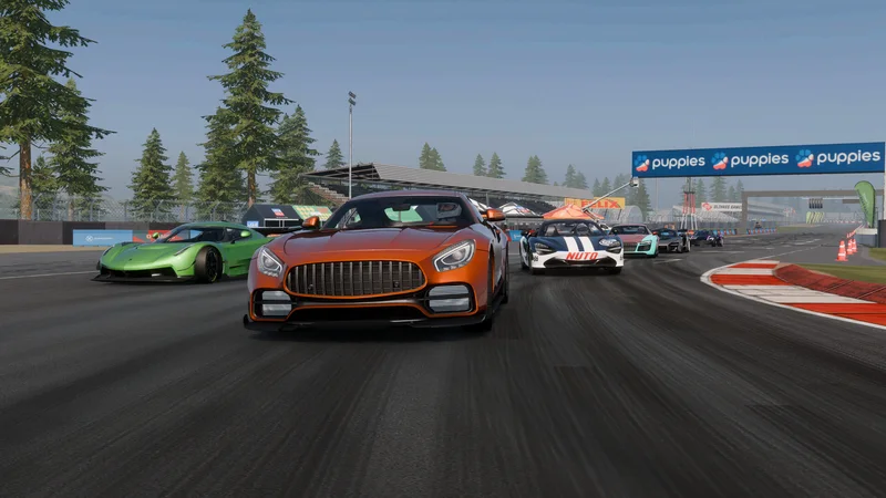 Cars lined up on a CPM 2 racing circuit
